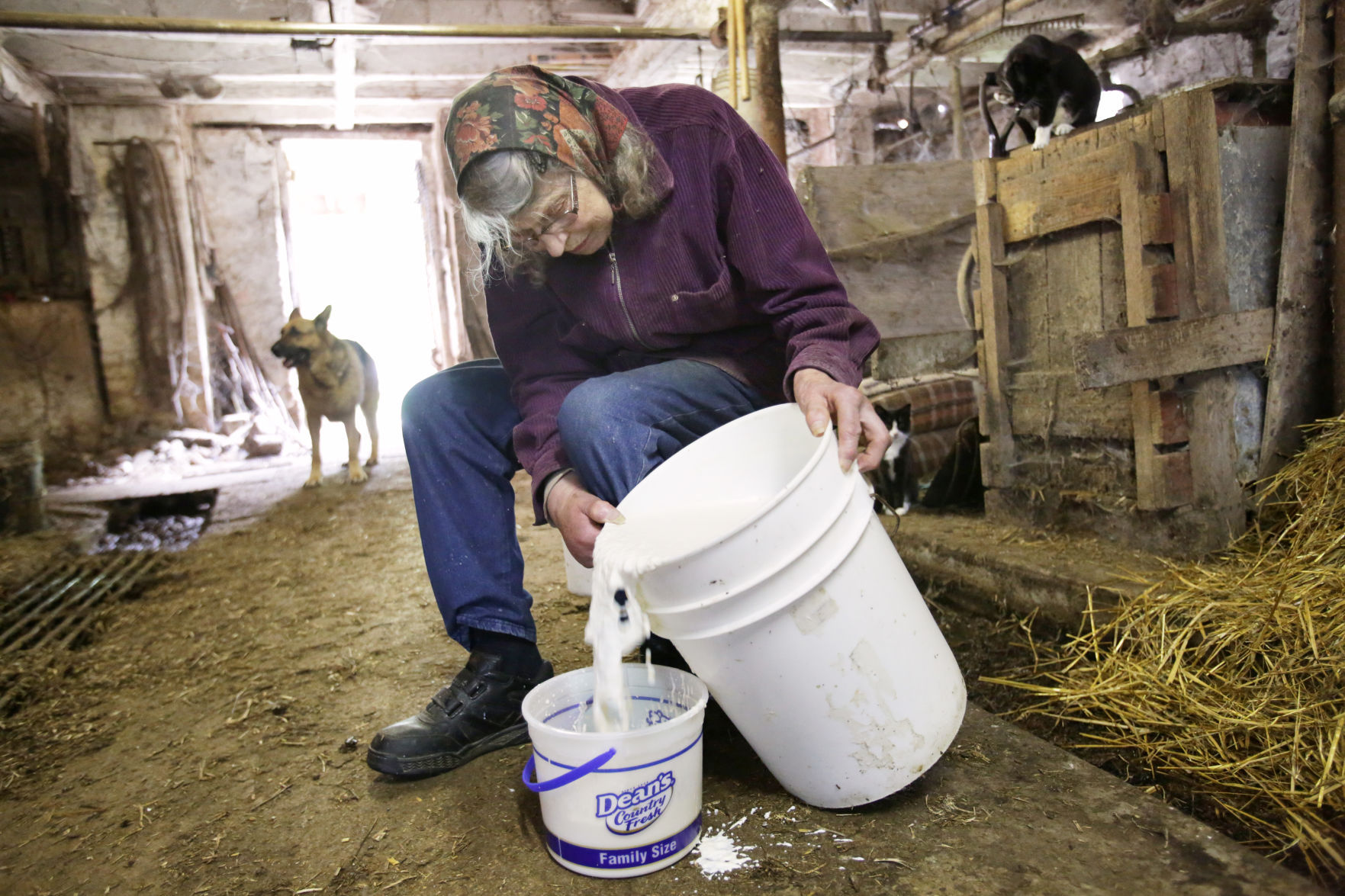 Ellen Henning doing chores